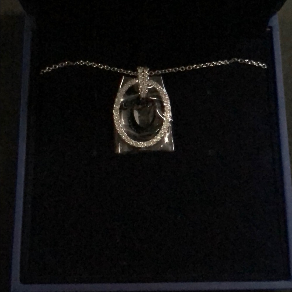 NWT Swarovski Logan jet crystal 15” necklace